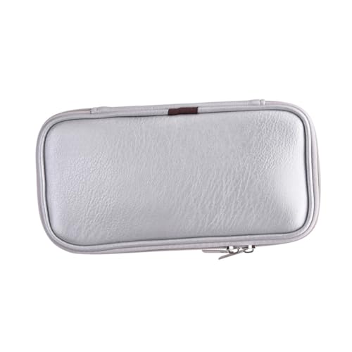 DRESSOOS PU Leder Kosmetiktasche Silber Reise Make Up Pinsel Organizer mit Reißverschluss Leicht Strapazierfähig Kompakt Tragbar für Frauen Praktische Aufbewahrung für Schminkpinsel und von DRESSOOS