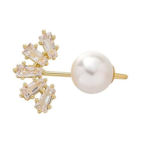 DRESSOOS Perlen Sicherheitsbrosche Damen mit Zirkonia Praktischer Goldbeschichteter Schmuck Pin für Kleidung Eleganter Anstecker für Alltag Party und Besondere Anlässe von DRESSOOS