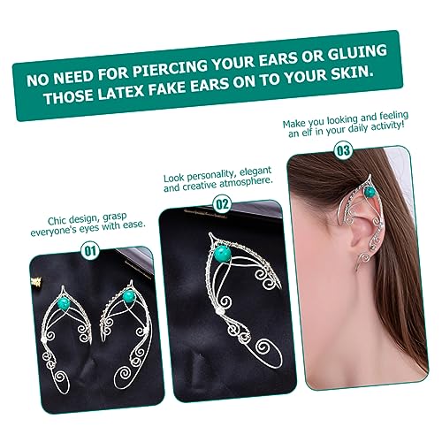 DRESSOOS Perlenbesetzte Elfen Ohrclips Damen Kupfer Ohr Manschetten Ohrschmuck Ohrlöcher Hochwertige Kostüm Accessoires für Party Hochzeit von DRESSOOS