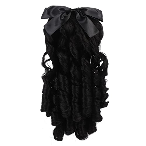DRESSOOS Retro Locken Pferdeschwanz Perücke Haarteil Für Frauen Synthetik Haarverlängerung Cosplay Accessoire Leicht Und Kompakt Natürliche Schwarze Farbe Einfach Zu Befestigen von DRESSOOS