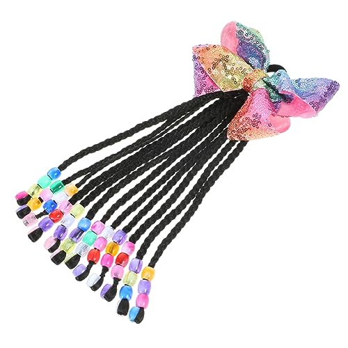 DRESSOOS Geflochtener Pferdeschwanz Haarverlängerung Mit Schleife Und Perlen Aus Synthetischen Fasern Für Frauen Und Jugendliche von DRESSOOS