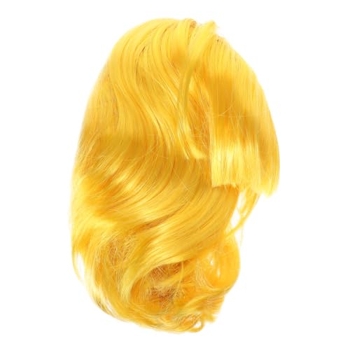 DRESSOOS Kurze Gelbe Perücke Für Erwachsene Synthetische Partyperücke Für Kostüme Cosplay Und Feiertage Leicht Und Wiederverwendbar Für Karneval Und Besondere Anlässe von DRESSOOS