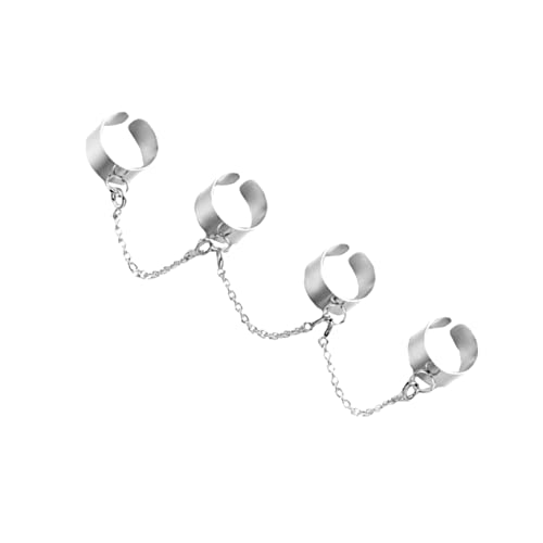 DRESSOOS Punk Kettenring Damen Herren Einzigartiger Offener Chain Ring mit Filigraner Struktur Verstellbarer Finger Schmuck im Hippen Dark Hip Hop Stil für Alltag und Kostüm von DRESSOOS