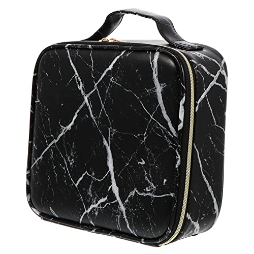 DRESSOOS 1stück Doppeltaschen Schminkkoffer Mit Marmorierung Tragbare Kosmetiktasche Für Reisen Mittelgroßer Organizer Für Make-up Und Toilettenartikel Hochwertiges Und Pu Material von DRESSOOS