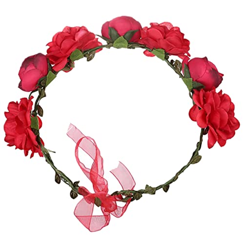 DRESSOOS Rosa Stirnband Kopfschmuck Künstlichen Rosen Blumenkronen Für Blumenkranz Krone Krone Haarschmuck Für Mädchen Blumenstirnband Blumendekoration Stoff Die Blumen Braut von DRESSOOS