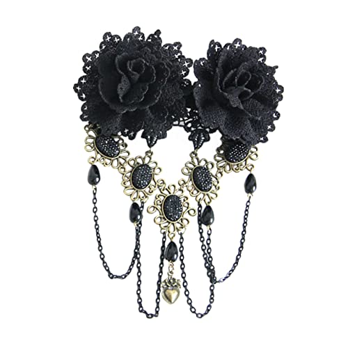 DRESSOOS Rosen Haarclip Mit Schwarzen Fransen Und Blumendesign Handgefertigtes Haarschmuck-accessoire Für Damen Und Mädchen Für Besondere Anlässe Wie Hochzeiten Und Partys von DRESSOOS