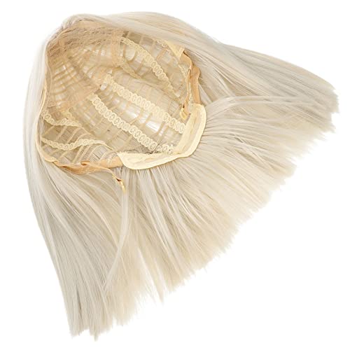DRESSOOS Kurze Gerade Perücke Für Damen Synthetische Welle Für Cosplay Partys Und Auftritte Hautfreundlich Und Atmungsaktiv Leicht Und Bequem Platinblond Realistisches Aussehen von DRESSOOS