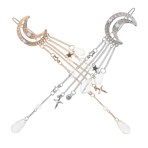 DRESSOOS 2stücke Mond Haarspange Quasten Haarnadel Mit Haarspangen Und Haar Clips Für Party Kopfbedeckung Für Damen Und Mädchen von DRESSOOS