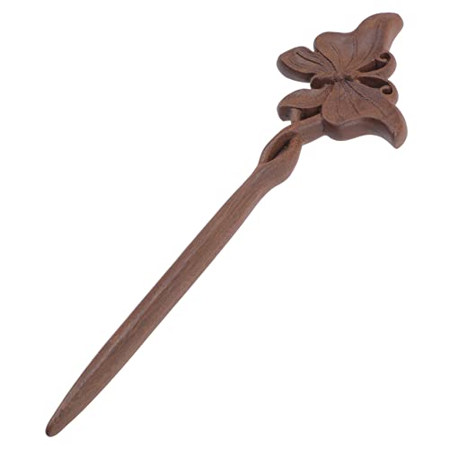DRESSOOS Vintage Chinesischer Haarstab Schmetterlingsdesign Hochsteckfrisur Haarnadel Haarschmuck Holzhaarstäbe Für Frauen Traditioneller Haarknotenstab Chinesischer Haarschmuck von DRESSOOS