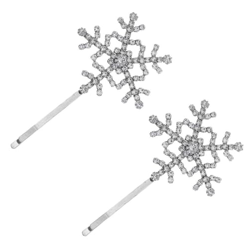 DRESSOOS Schneeflocken haarspangen aus Hochwertiger Legierung mit Funkelnden Strasssteinen Silberfarbene Haarklammern für Mädchen Festliche Haarschmuckclips für Weihnachten Partys und von DRESSOOS