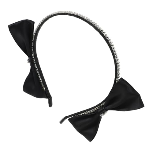 DRESSOOS Schwarzes Haarband mit Funkelndem Strass Schleifchen Rutschfester Haarschmuck für Damen und Mädchen Leichtes Komfortables Stirnband für Alltag und Events von DRESSOOS