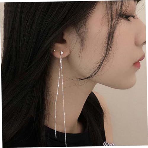 DRESSOOS Silber Ohrhänger Lang Quaste Ohrschmuck Damen Umweltfreundlich Leicht Tragbar Stilvolle Lange Ohrketten Für Alltag Party von DRESSOOS