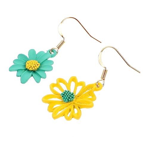 DRESSOOS Silber Unique Daisy Ohrstecker Damen Ohrschmuck Bunte Sonnenblumen Ohrhänger Elegant Geschenkidee Modisch Komfortabel von DRESSOOS
