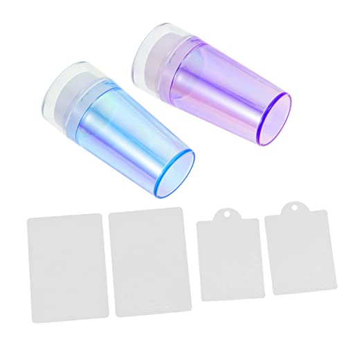 DRESSOOS Silikon Nagel Stamper Kit 2 Stück Nagel Stempel Werkzeuge für Maniküre Selbstgemacht Nageldesign Transparent Langlebig mit Deckel von DRESSOOS