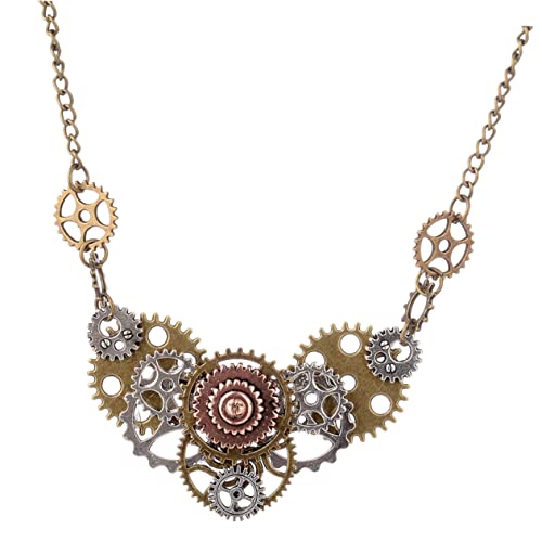 DRESSOOS Steampunk Halskette Vintage Anhänger Gothic Schmuck für Frauen und Männer Einzigartiges Retro Design für Halloween Weihnachten Geburtstag Auffälliges Punk Accessoire von DRESSOOS