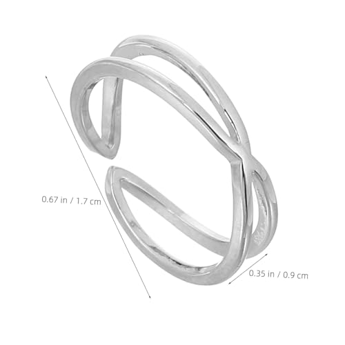 DRESSOOS Sterling Silber Damenring Offener Kreuzring Minimalistischer Verstellbarer Ring Eleganter Schmuck Für Frauen Und Mädchen von DRESSOOS