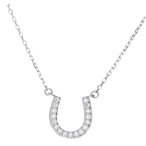DRESSOOS Sterling Silber U förmige Pferdehufe Halskette Damen Kurz Kette mit Strassanhänger Modischer Schmuck für Frauen Mädchen Alltag Party Geschenk von DRESSOOS