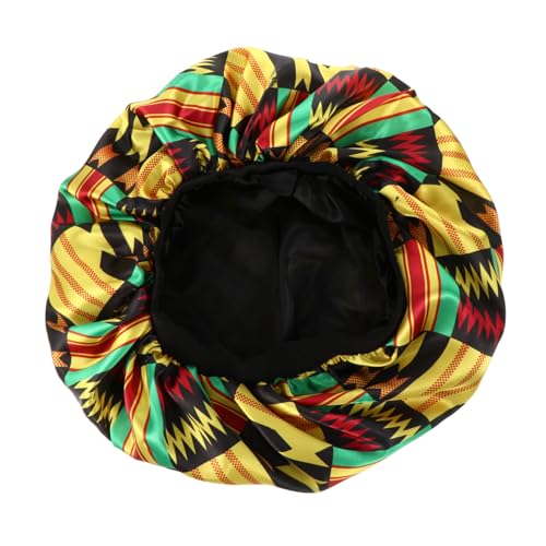 DRESSOOS Damen Satin Schlafhaube Verstellbar Doppellagig Stilvolles Geometrisches Design Schützt Vor Haarverwirrung Und Bewahrt Feuchtigkeit Für Lockiges Haar von DRESSOOS