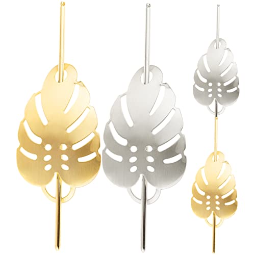 DRESSOOS Stilvoller Haarnadel-dutt Mit Metallblättern 4 Stück Pferdeschwanz-clips Für Frauen Haar-accessoires Zum Stylen von DRESSOOS