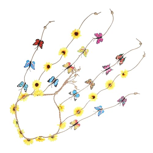 DRESSOOS Sonnenblumen-haarschmuck Blumenstirnband Sonnenblumen-schmetterlings-quasten-stirnband Sonnenblumen-quasten-stirnband Stirnband Mit Quasten Einfach Eltern-kind Schmücken Stoff von DRESSOOS