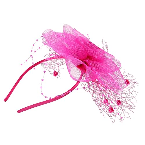 DRESSOOS Kirchenhüte Haarreifen Bandeau De Fascinateurs Teeparty-hüte Geflochtenes Stirnband Damen Fascinator Kopfschmuck Derby-hüte Fascinator-netzhut Zubehör Gittergewebe Feder Fräulein von DRESSOOS