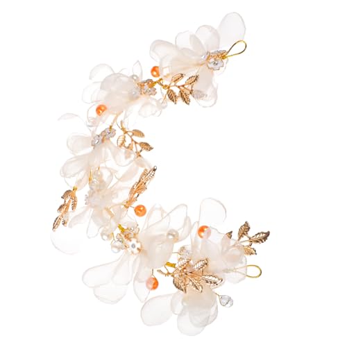 DRESSOOS Braut Haarschmuck Haarband Mit Perlen Und Kristallen Elegantes Hochzeits-stirnband Champagnerfarbe Accessoire Für Bräute Und Brautjungfern Bequem Und Leicht Perfektes Fotomotiv von DRESSOOS