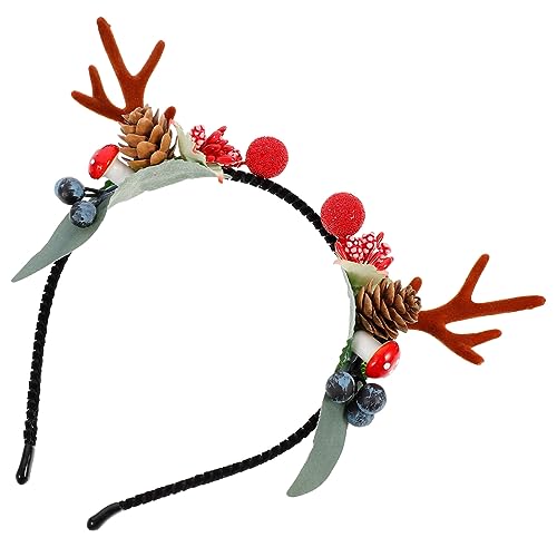 DRESSOOS Stirnband Stirnbänder Rentier Ohren Weihnachtsdekorationen Geweih Bogen weihnachts haarreif weihnachtlicher haarreif Weihnachtskopfbedeckung weihnachtliches Haar-Accessoire Holz von DRESSOOS