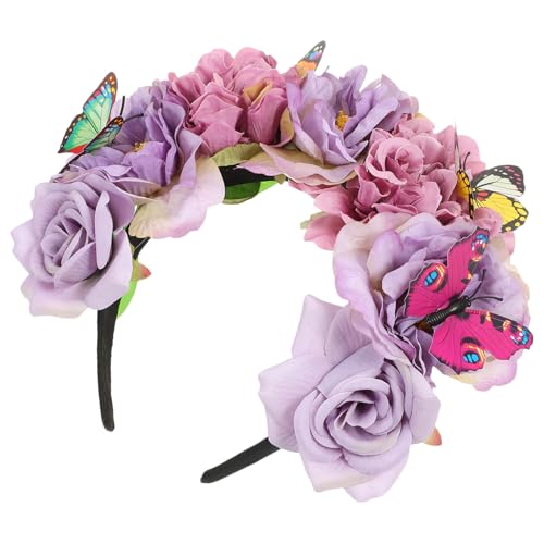 DRESSOOS Stirnband aus künstlichen Blumen schmetterlings-haarband mexikanisches stirnband Haarschmuck Haargummi Tiara Abschlussball-Stirnbänder für Frauen Gothic-Dekorationen von DRESSOOS