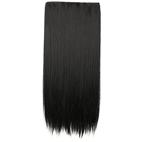 DRESSOOS Natürliche Perücken Stück lange glatte haarperücke Echthaarclip in Extensions schwarze Haarverlängerungen Haar Klammern Haarspangen frauen kopfschmuck Frauen Haarteil glattes Haar von DRESSOOS