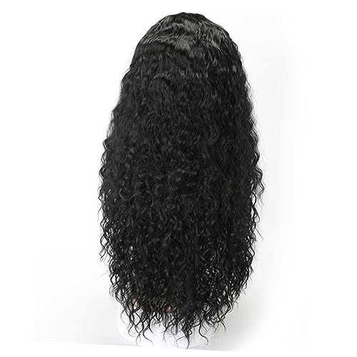 DRESSOOS Synthetic Curly Wig Für Damen Langer Lockiger Haaransatz Hitzebeständige Faser Realistische Flauschige Perücke Schwarz Für Cosplay Partys Und Täglichen Gebrauch von DRESSOOS