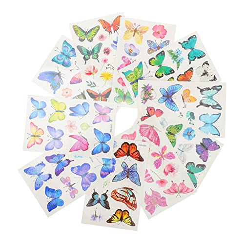 DRESSOOS 20blätter Teiliges Schmetterlings-temporäre Tattoos Für Junge Mädchen Bunte Aufkleber Für Mädchen Für Partys Und Bastelprojekte Einfach Anzuwenden Entfernen von DRESSOOS