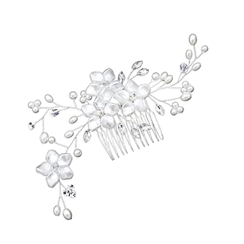 DRESSOOS Perlenhaarkamm Tiara haarschmuck Brautkamm Haarkamm für die Braut Haarkamm mit Strass Kamm für Braut Hochzeit Haarkamm Strasskamm Perle Kopfbedeckung Brauthaarkamm von DRESSOOS