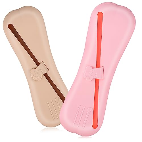 DRESSOOS Tragbare Make-up-Pinselhaltertasche 2er-Pack Silikon-Reiseetui für Lidschatten-/Brauen-Make-up-Pinsel Rosa Kaffee DRESSOOS Tragbare Make-up-Pinselhaltertasche 2er-Pack Silikon-Reiseetui für Lidschatten-/Brauen-Make-up-Pinsel Rosa Kaffee von DRESSOOS