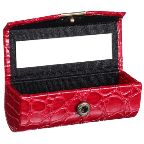 DRESSOOS Tragbares Lippenstiftetui aus PU Leder mit Spiegel Sicherer Halter für Einzelne Lippenstifte Stilvoller Organizer für Unterwegs Schützende Lippenstiftbox Make Up Zubehör von DRESSOOS