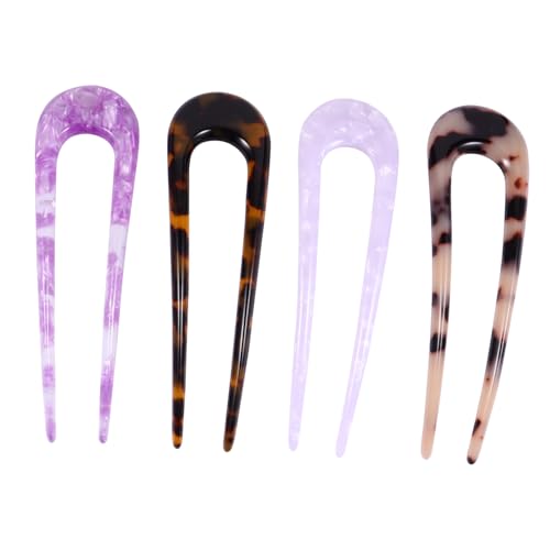 DRESSOOS 4stücke U-förmige Haarnadeln Aus Acetat Doppelte Zinken Vintage Haaraccessoires Für Damen Für Hochsteckfrisuren Und Elegante Styles Mit Zwei Und Zwei Tortoiseshell Varianten von DRESSOOS