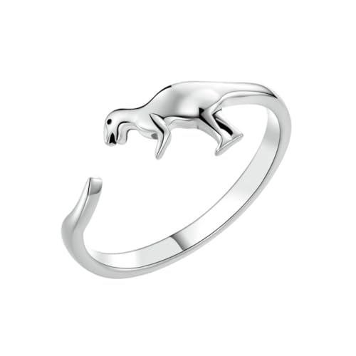 DRESSOOS Verstellbarer Damen Dinosaurier Ring aus Sterling Silber Offener Fingerring Modisches Schmuckstück für Frauen Eleganter Detailreicher Look Komfortabel und Stilvoll von DRESSOOS