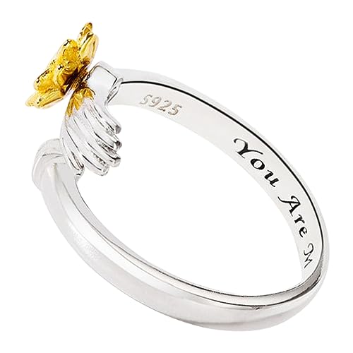 DRESSOOS Verstellbarer Sonnenblumen Ring Damen Offener Schmuck Komfortabel Anpassbar Modischer Umarmungsring für Alltag Party Hochzeit für Freundin Elegant Kombinierbar von DRESSOOS