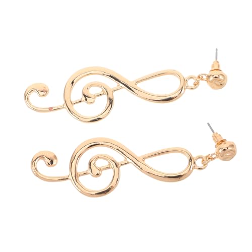 DRESSOOS Vintage Ohrhänger mit Musiknoten Design Übergroß Literarischer Retro Stil Damenohrringe für Alltag Party und Besondere Anlässe Goldfarbene Kreative Statement Ohrringe von DRESSOOS