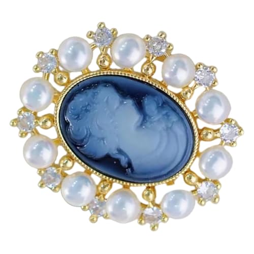 DRESSOOS Vintage Perlenbrosche Damen Retro Kupfer Schmuck Eleganter Brustpin für Abendkleid Freundin Frauen Accessoire von DRESSOOS