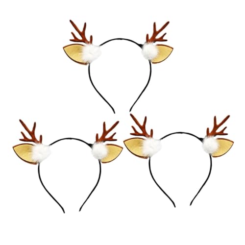 DRESSOOS 3stücke Weihnachts-rentier-haarreif Mit Ohren Für Junge Mädchen Niedlicher Haarschmuck Für Weihnachtsfeiern Und Maskeraden Haltbar Und Bequem Zu Tragen Für Festliche Anlässe von DRESSOOS