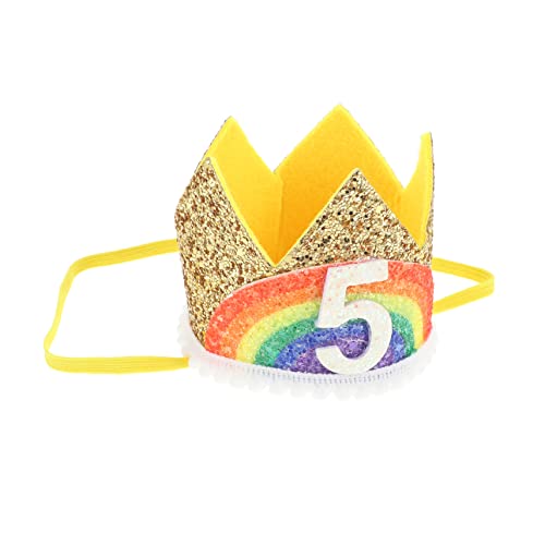 DRESSOOS Digitale Krone Für Kinder Infant Birthday Kopfschmuck Glitter Geburtstagskrone. Glitter Regenbogenkrone. Kuchenkrone Topper. Party Kinder- Tiara- Dekor. Zubehör Stoff Baby Haar von DRESSOOS