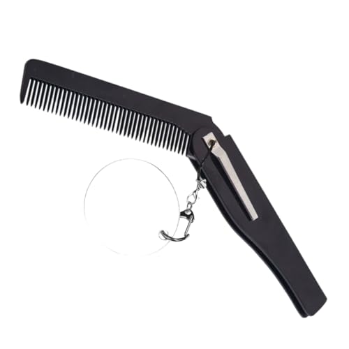 DRESSOOS Faltbarer Kamm Mit Spiegel Und Schlüsselanhänger Für Männer Kompakter Bart Haarkamm Mit Feinen Zähnen Für Unterwegs Robust Und Praktisch Für Reisen von DRESSOOS