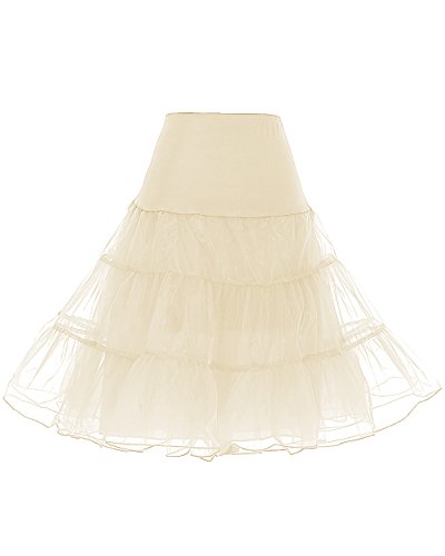 DRESSTELLS Petticoat Unterrock Damen Reifrock Dirndl Petticoats 1950er Rockabilly Kleider Pettycode Unterrock Kurz Tüllrock Meerjungfrau Kostüm Champagne XL von DRESSTELLS