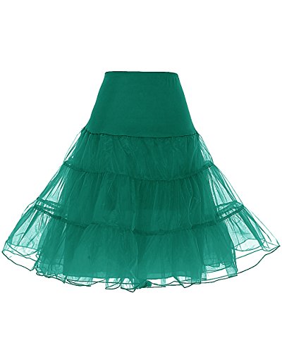 DRESSTELLS Damen Unterrock Tuell Petticoat Reifrock Underskirt Crinoline für Rockabilly Kleid Dark Green S von DRESSTELLS