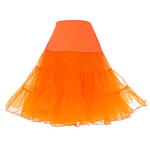 DRESSTELLS 1950 Petticoat Reifrock Unterrock Petticoat Underskirt Crinoline für Rockabilly Kleid Orange M von DRESSTELLS