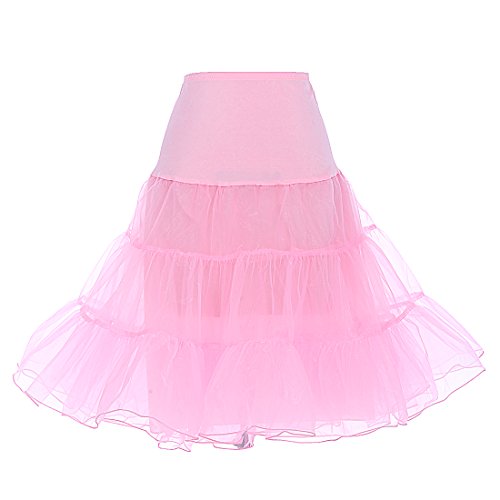 DRESSTELLS Petticoat Unterrock Damen Reifrock Dirndl Petticoats 1950er Rockabilly Kleider Pettycode Unterrock Kurz Tüllrock Meerjungfrau Kostüm Pink L von DRESSTELLS