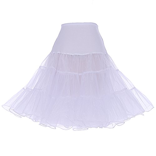 DRESSTELLS Petticoat Unterrock Damen Reifrock Dirndl Petticoats Weiß 1950er Rockabilly Kleider Pettycode Unterrock Kurz Tüllrock Meerjungfrau Kostüm White M von DRESSTELLS