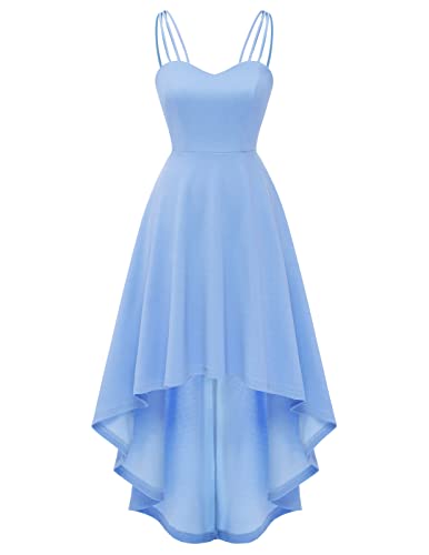 DRESSTELLS Damen Ärmellos Cocktailkleider Chiffon Spitzen Brautjungfernkleider Vintage Cockkleider Festlich Elegant Ballkleid mit Spaghettiträgern Blue XL von DRESSTELLS