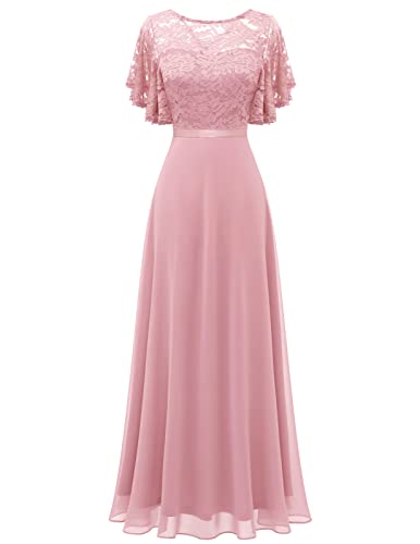 DRESSTELLS Cocktailkleid Damen Elegant Festlich Elegant Abendkleid Lang Elegant für Hochzeit Blush L von DRESSTELLS