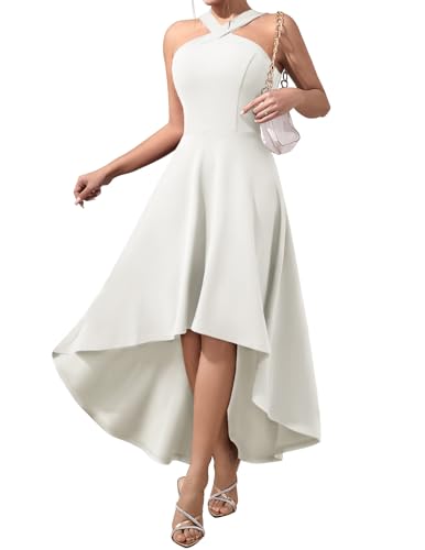 DRESSTELLS Cocktailkleid Damen Elegant für Hochzeit Festliche Kleider Knielang Große Größen Abendkleid Kurz Weiß Sommer Swingkleid Vintage Rockabilly Abschlusskleid White 3XL von DRESSTELLS